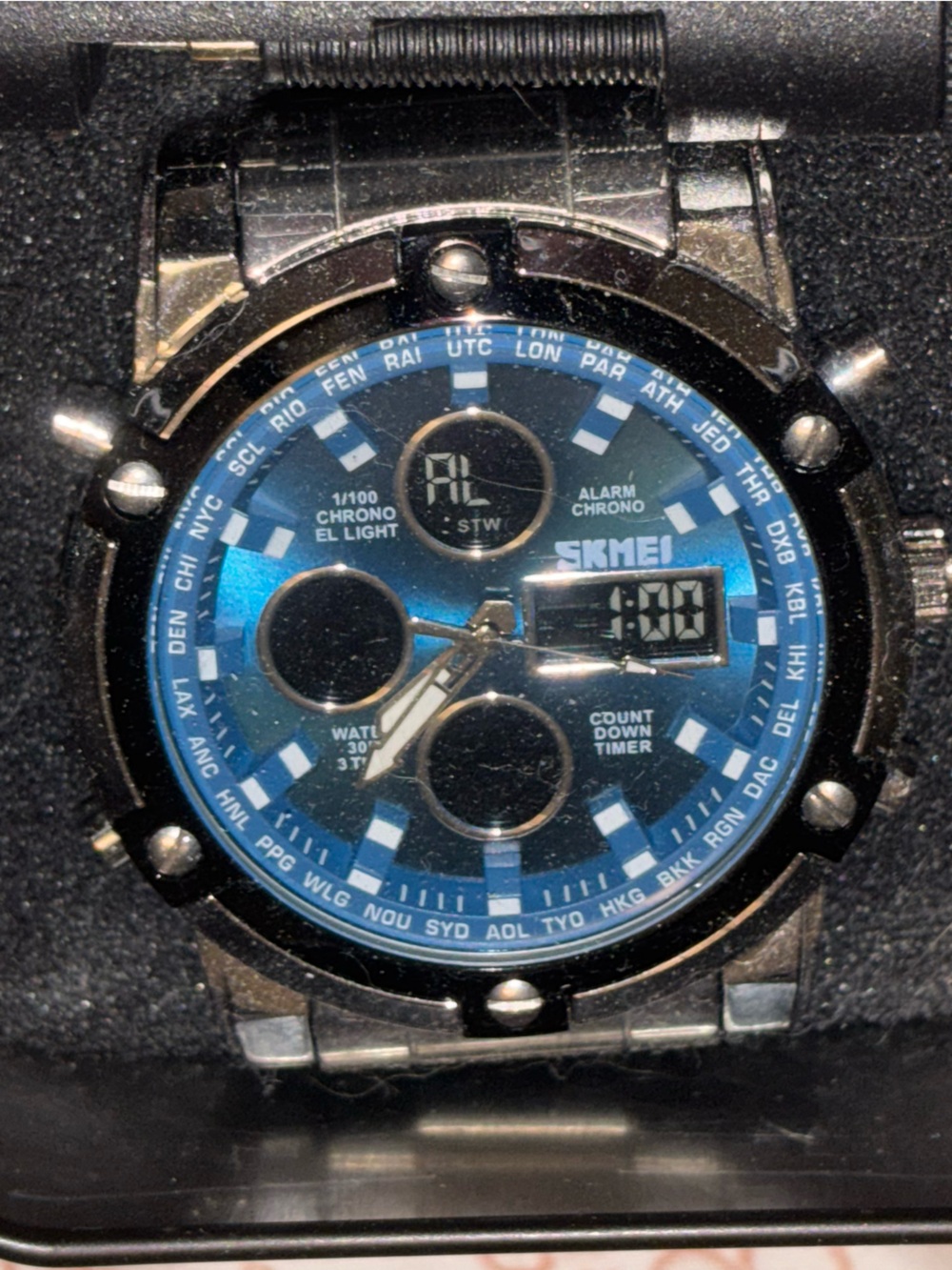 Blue Dial Stainless Steel Men's Sports Watch